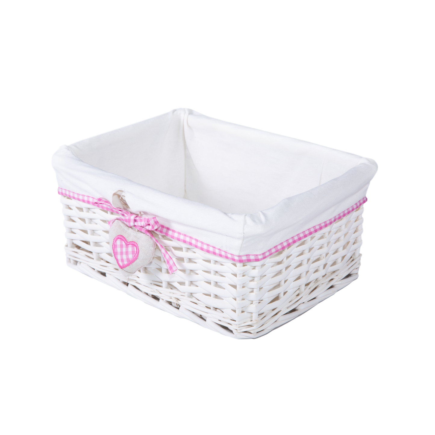 White Wicker Storage Basket with Lining - 3 Sizes
