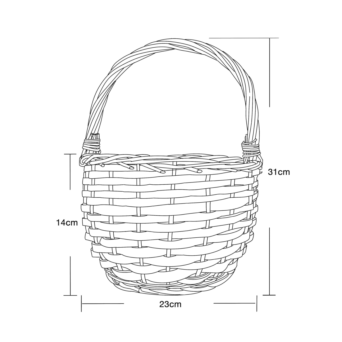 Round Wicker Easter Basket with Pink Checked Lining