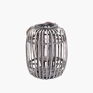 Grey Wash Vertical Stripe Willow Candle Lantern - 2 Sizes
