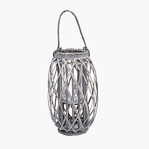 Grey Wash Willow Candle Lantern - 2 Sizes