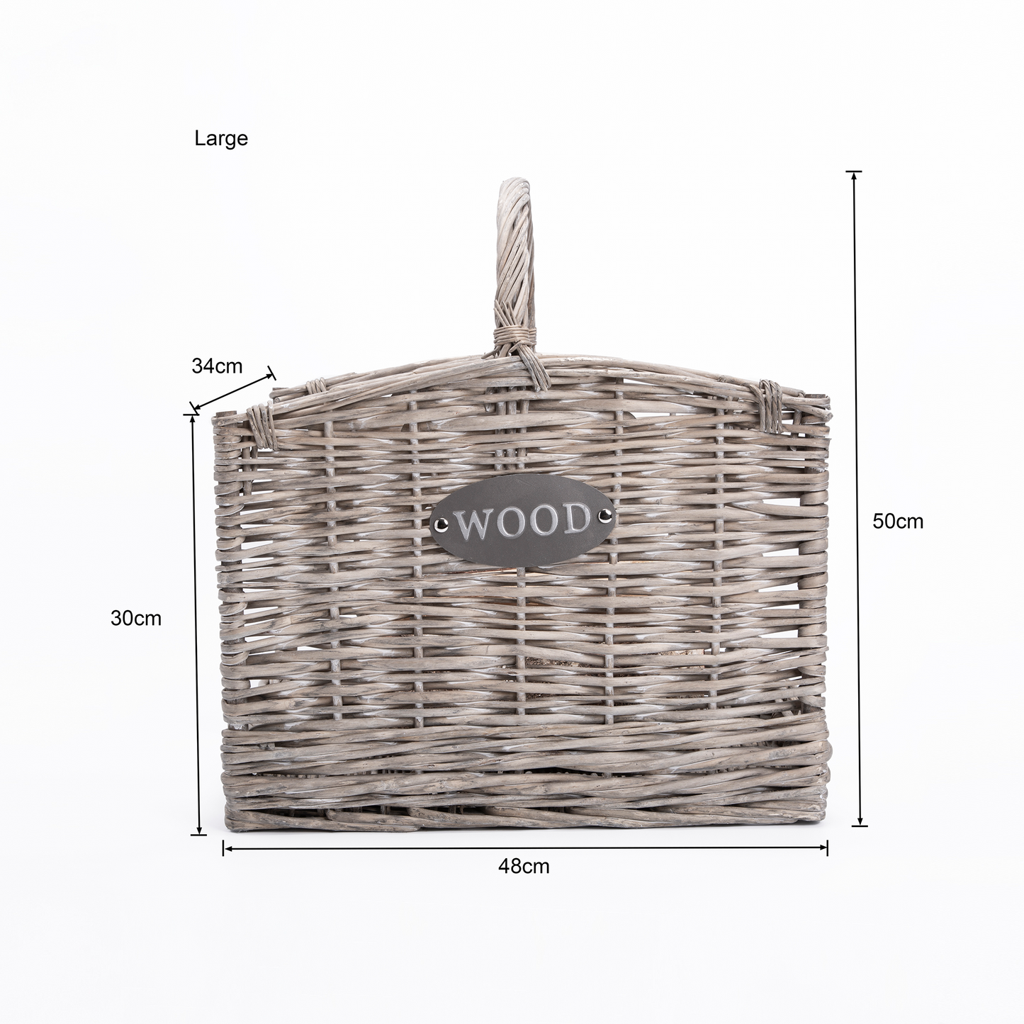 Antique Wash Open Ended Wicker Log Basket - 2 Sizes