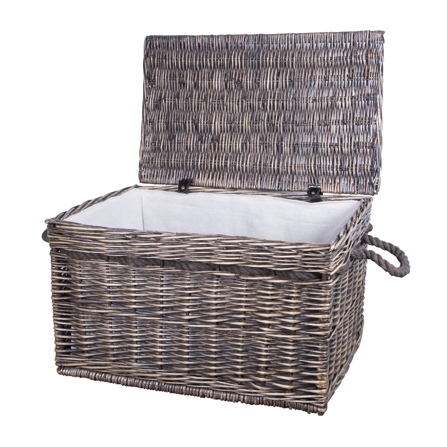 Antique Wash Rope Handled Wicker Storage Hamper - 3 Sizes