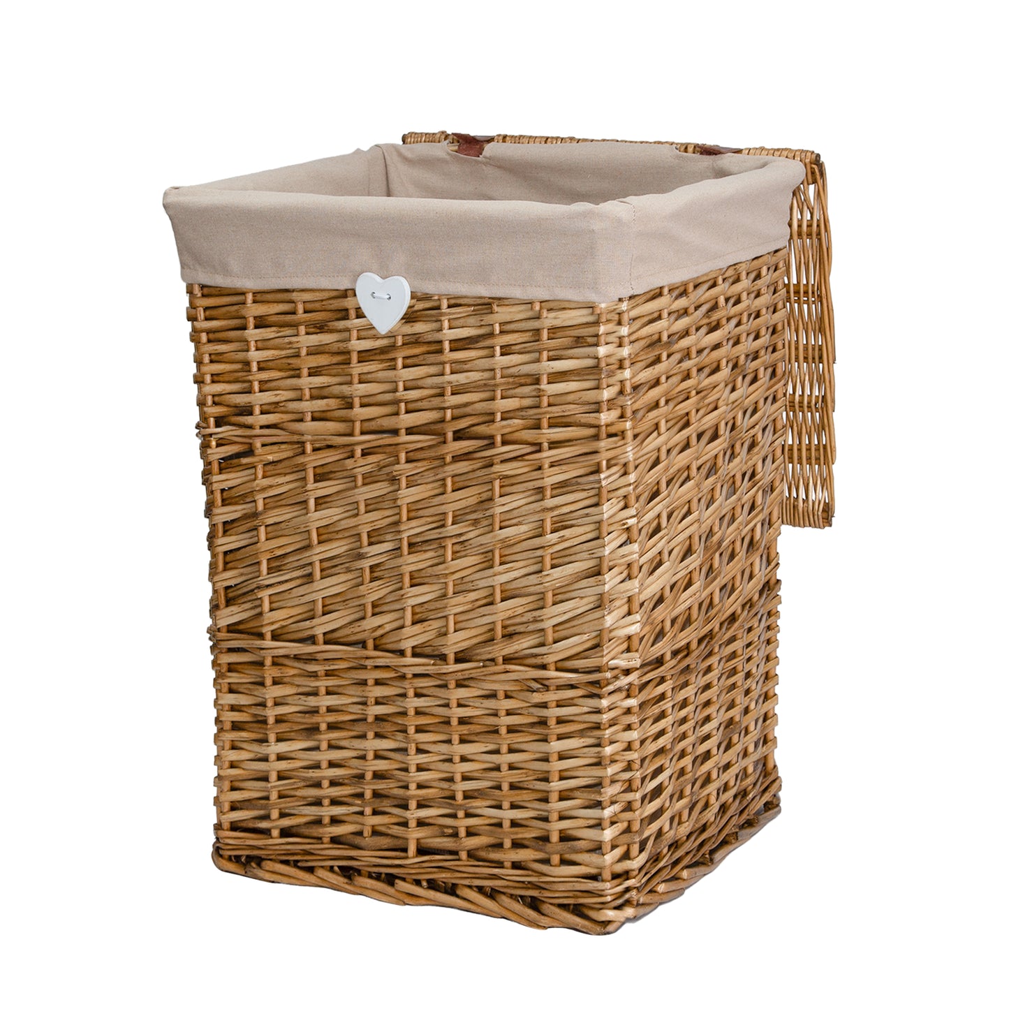 Wickerfield Laundry Wicker Basket with Lining, Wicker Bathroom Storage Blanket Basket with Lid (Brown, Set)
