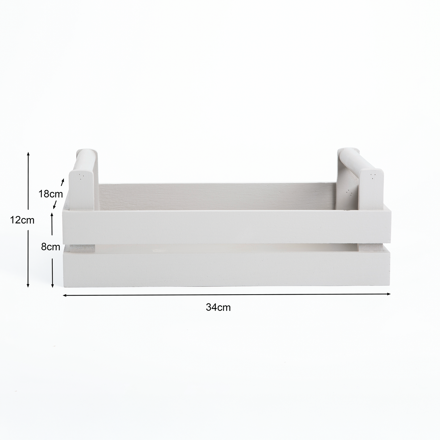 Light Grey Wooden Crate Display Trough with High Handles