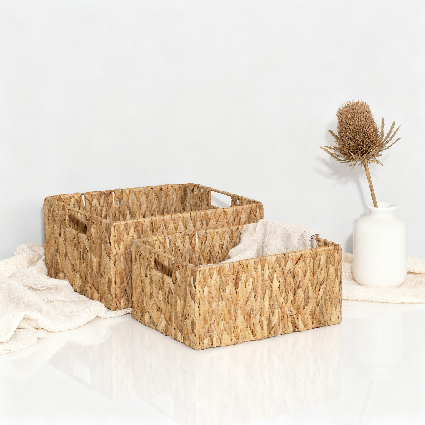 Water Hyacinth Rectangular Storage Basket - 3 Sizes