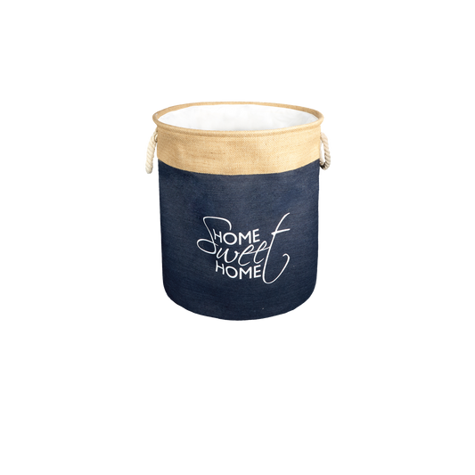 Round Rope Handled Canvas Laundry Basket with Lining