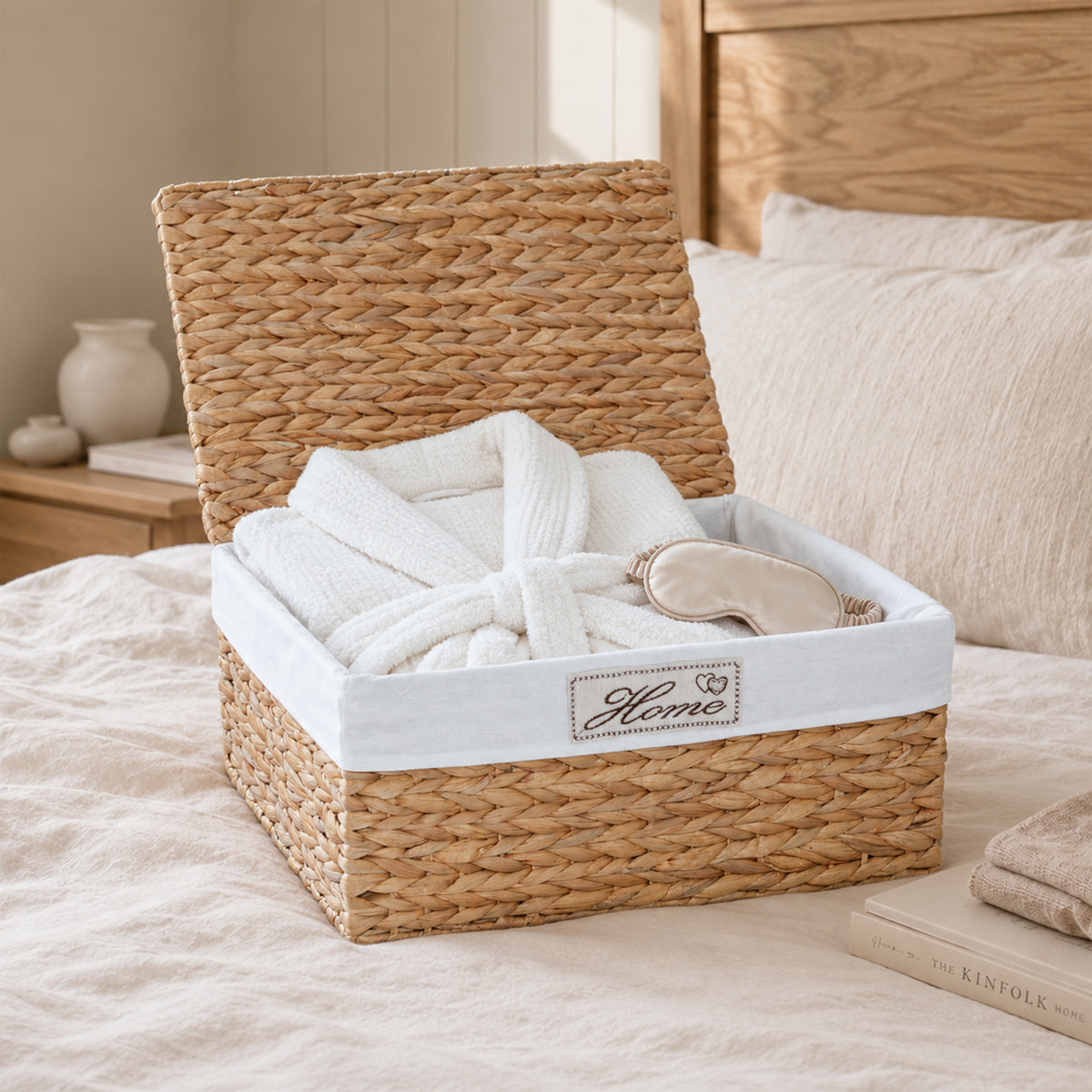 Water Hyacinth Storage Hamper with Lid & Lining