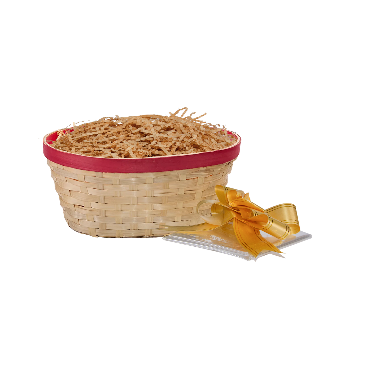 Bamboo Packing Basket Tray Gift Hamper Kit - Red Border
