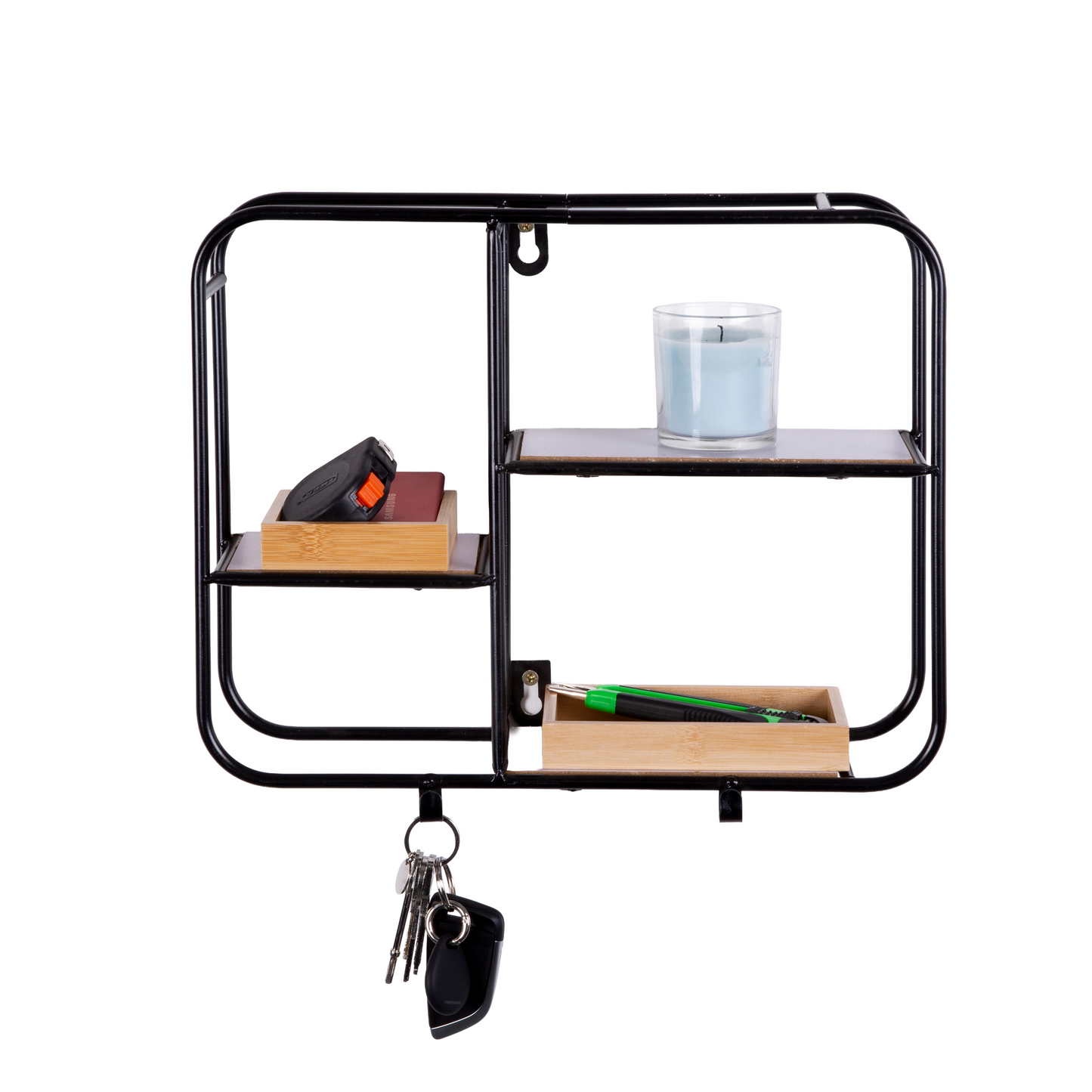 Black Metal Mounted Decorative Wall Shelves