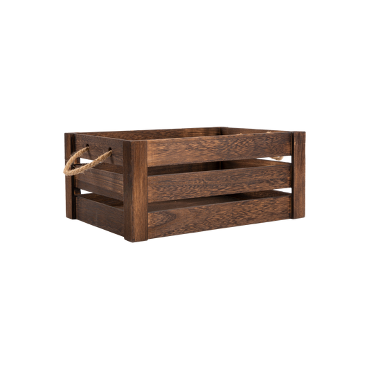 Brown Rope Handled Wooden Storage Crate - 3 Sizes