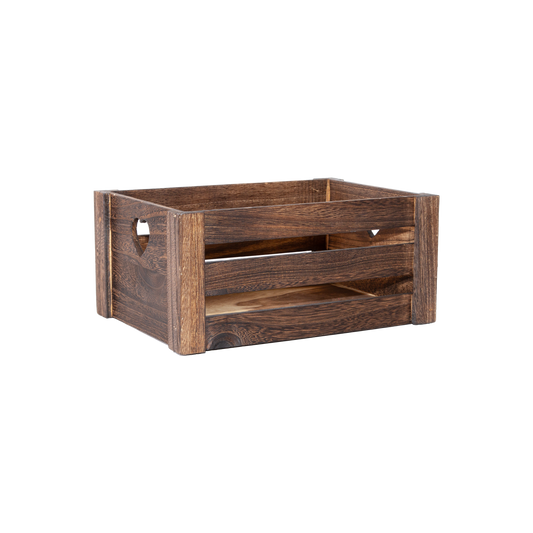 Brown Heart Cut-out Slatted Wooden Crate - 3 Sizes