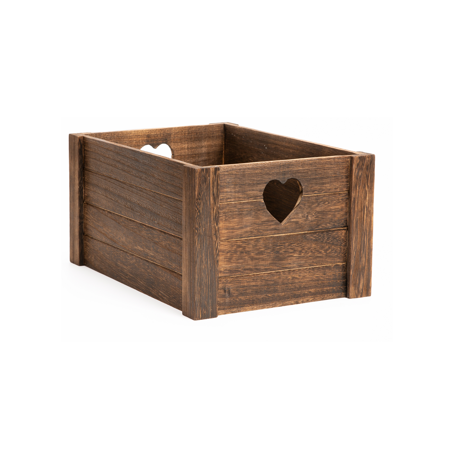 Brown Heart Cut-out Wooden Crate - 3 Sizes