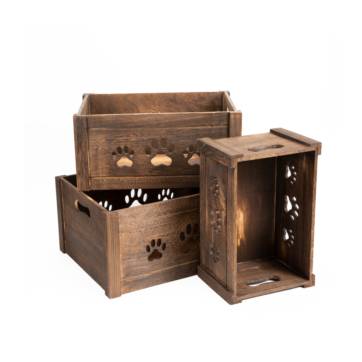 Brown Wooden Dog Toy Storage Box - 3 Sizes