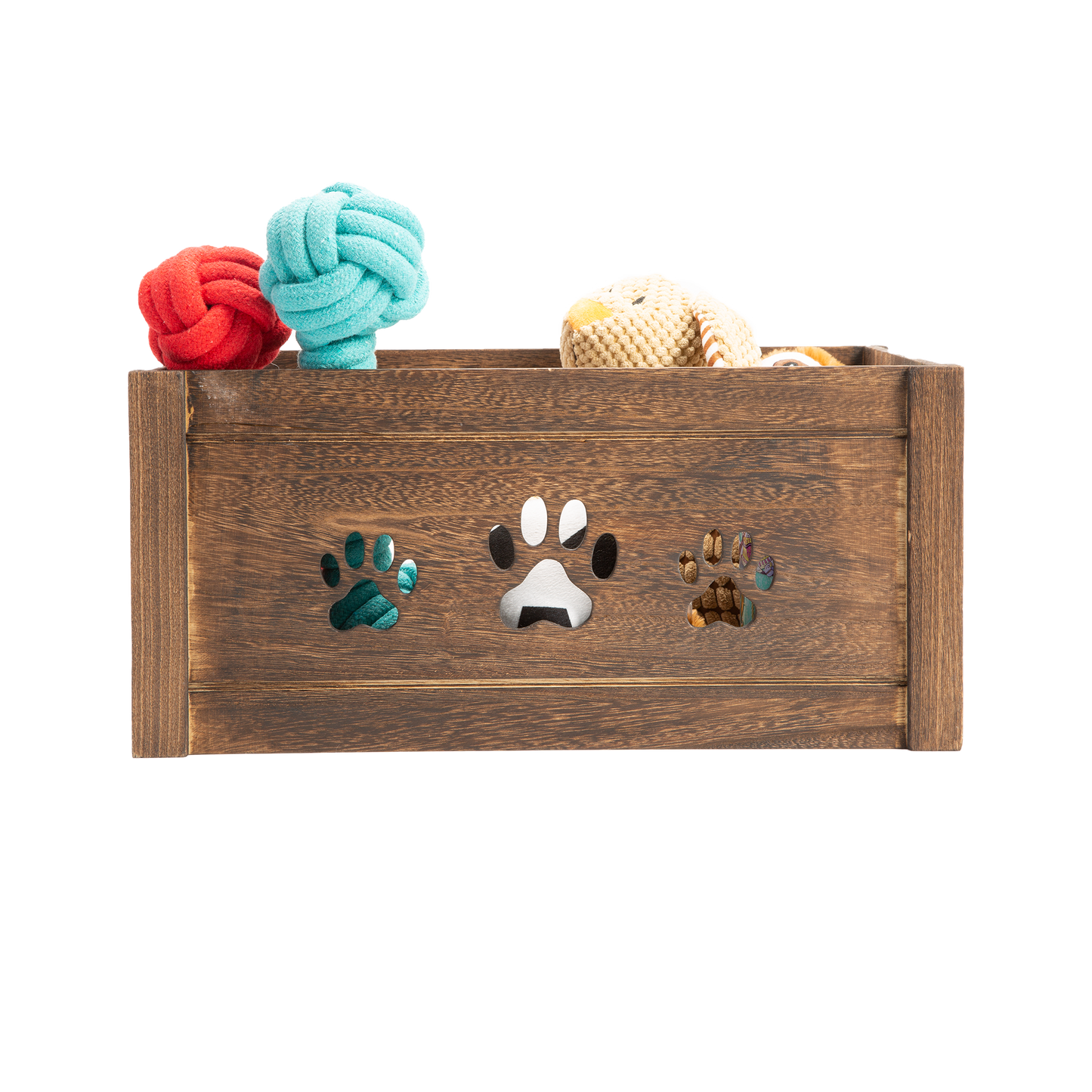 Brown Wooden Dog Toy Storage Box - 3 Sizes