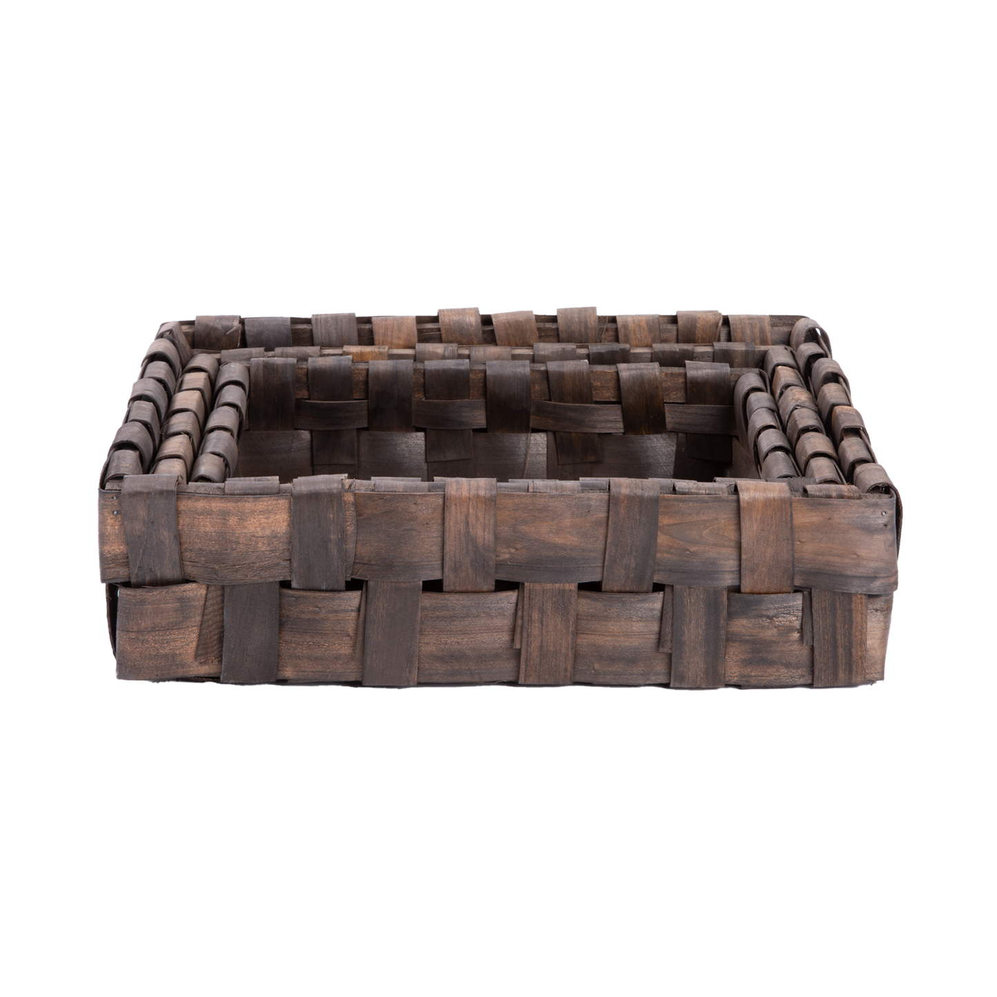 Dark Wooden Crate Woven Tray - 3 Sizes