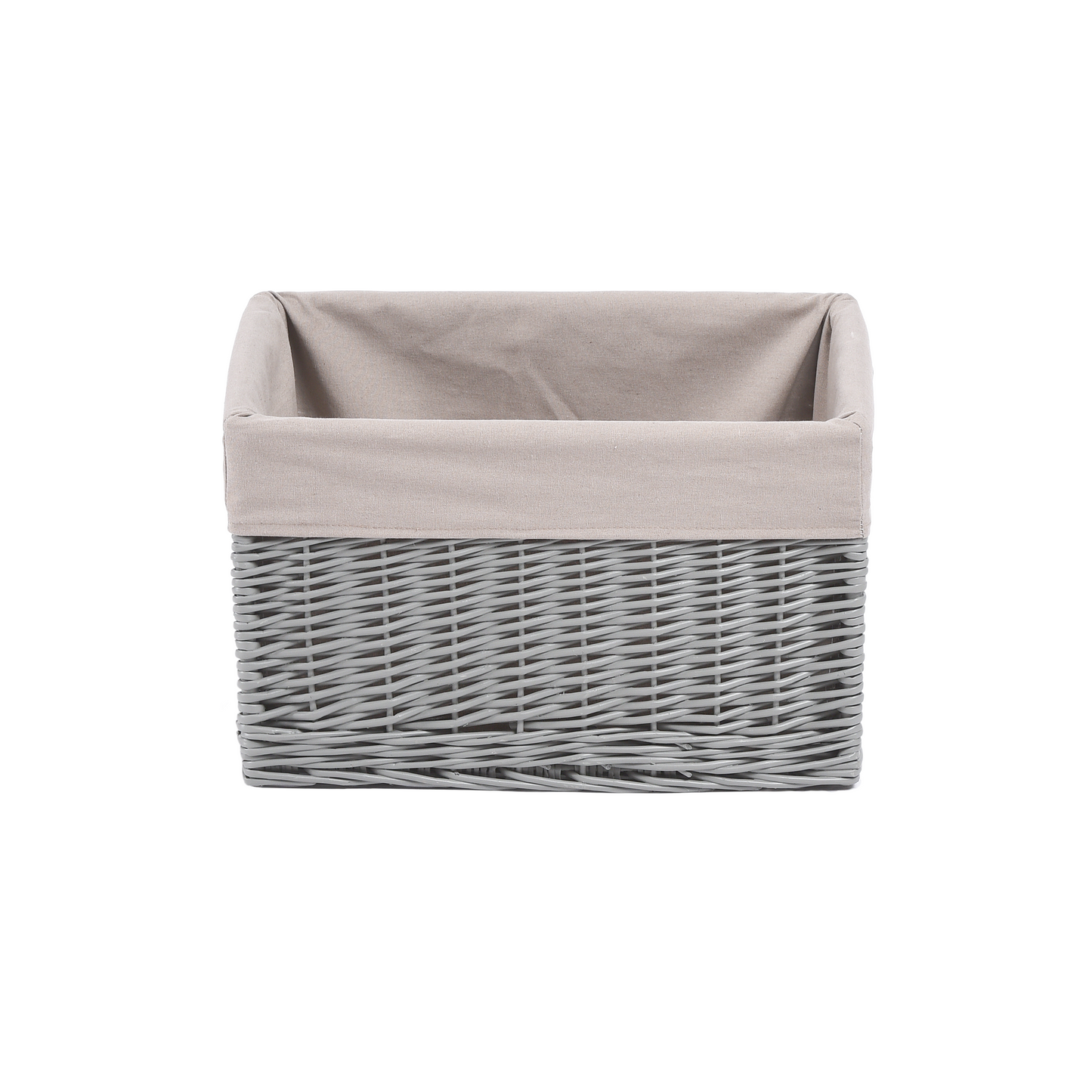 Grey Wicker Storage Basket with Lining - 3 Sizes