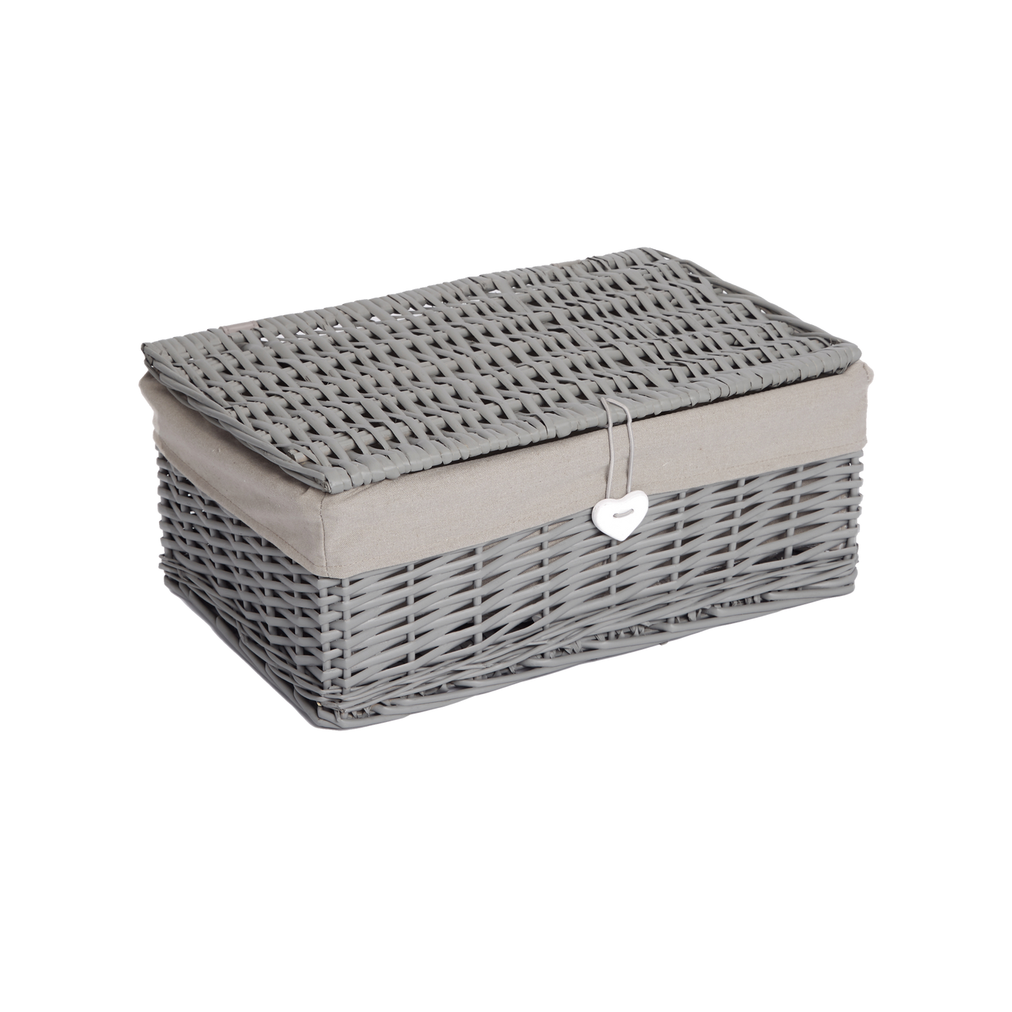 Grey Wicker Storage Hamper Basket with Lining – Short Version - 3 Sizes