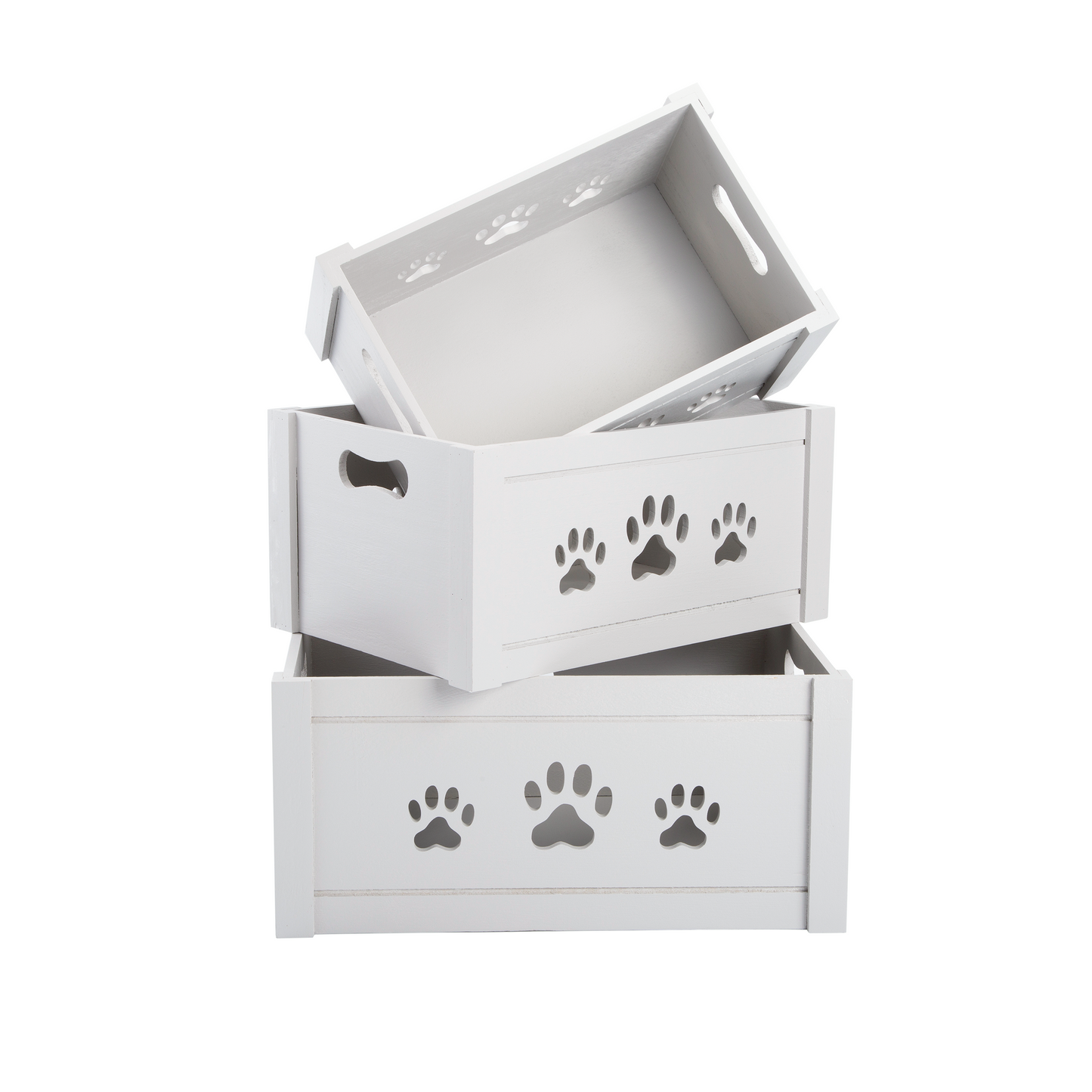 Grey Wooden Dog Toy Storage Box - 3 Sizes