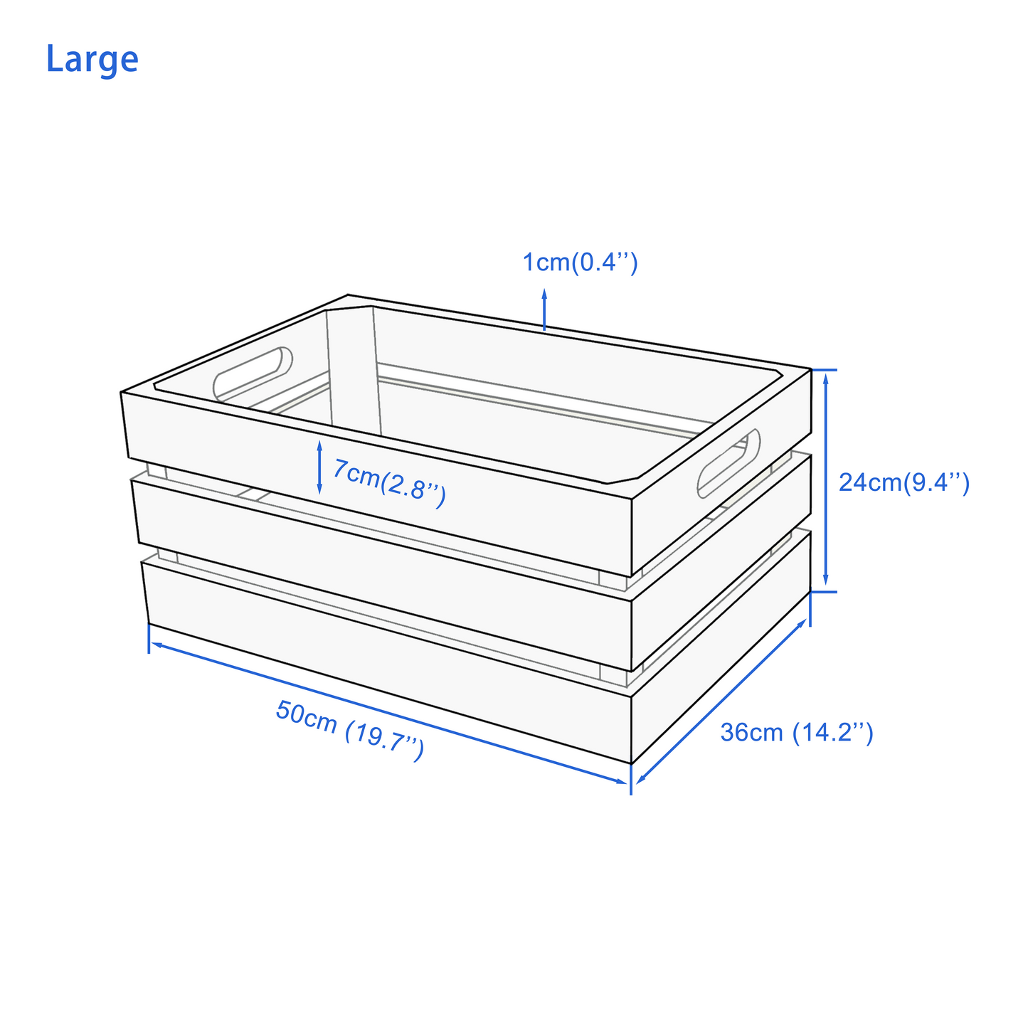 Unvarnished Slatted Wooden Storage Crate - 3 Sizes