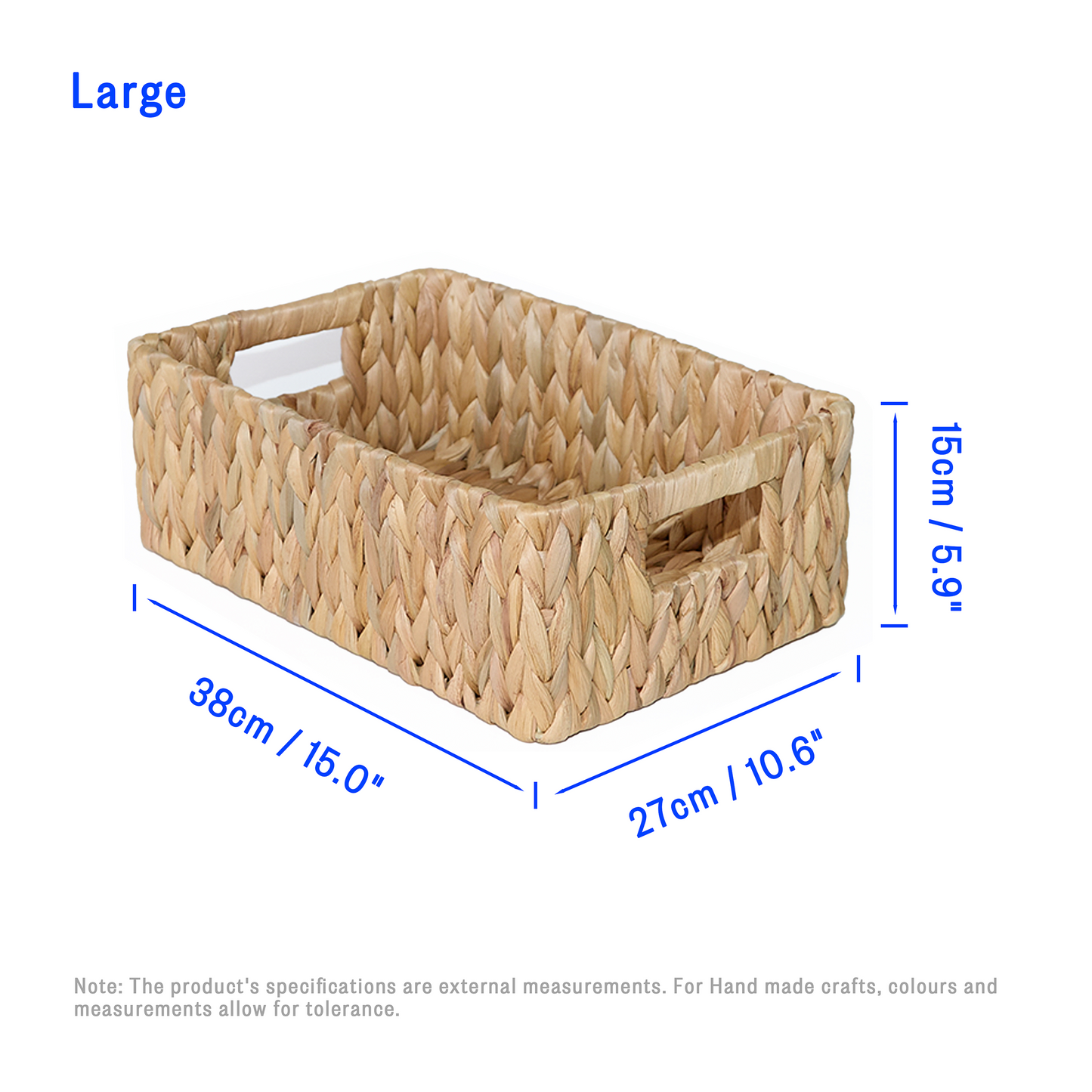 Water Hyacinth Rectangular Storage Basket - Short Version - 3 Sizes