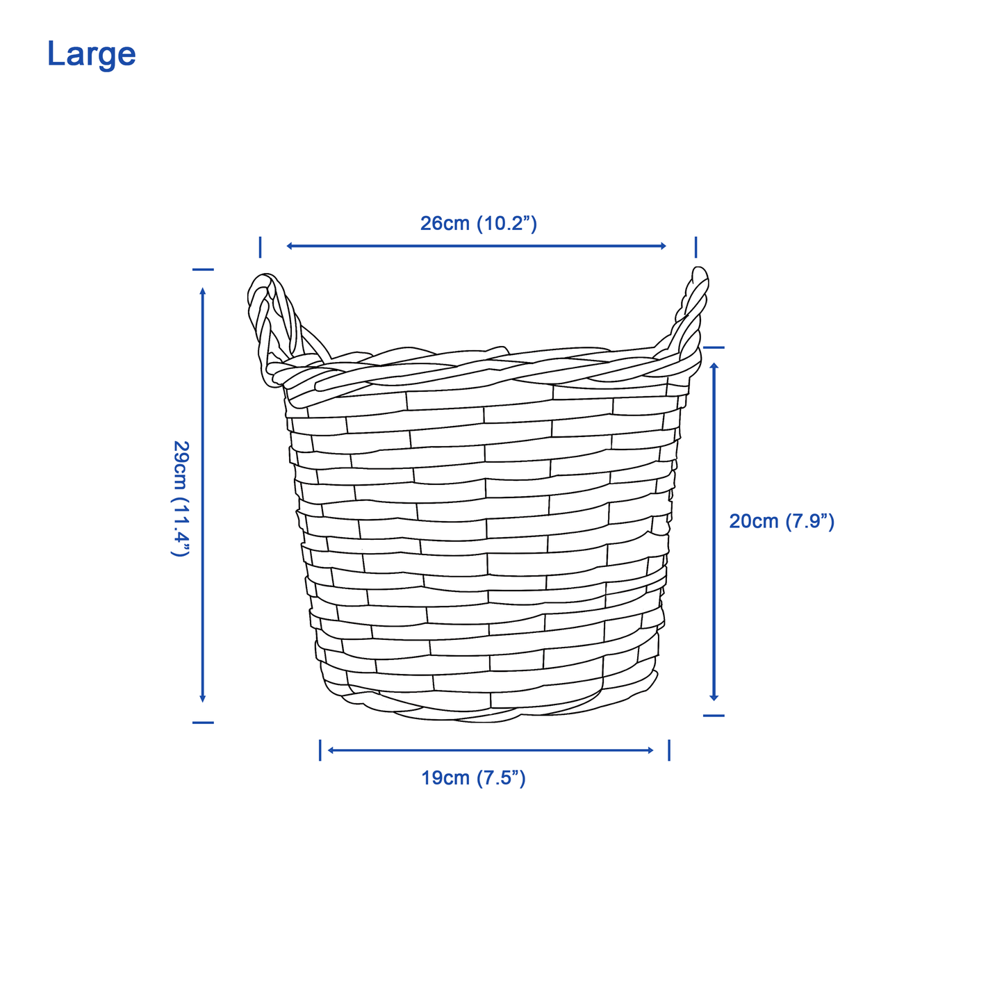 Antique Wash Wicker Basket Planter with Plastic Lining - 3 Sizes
