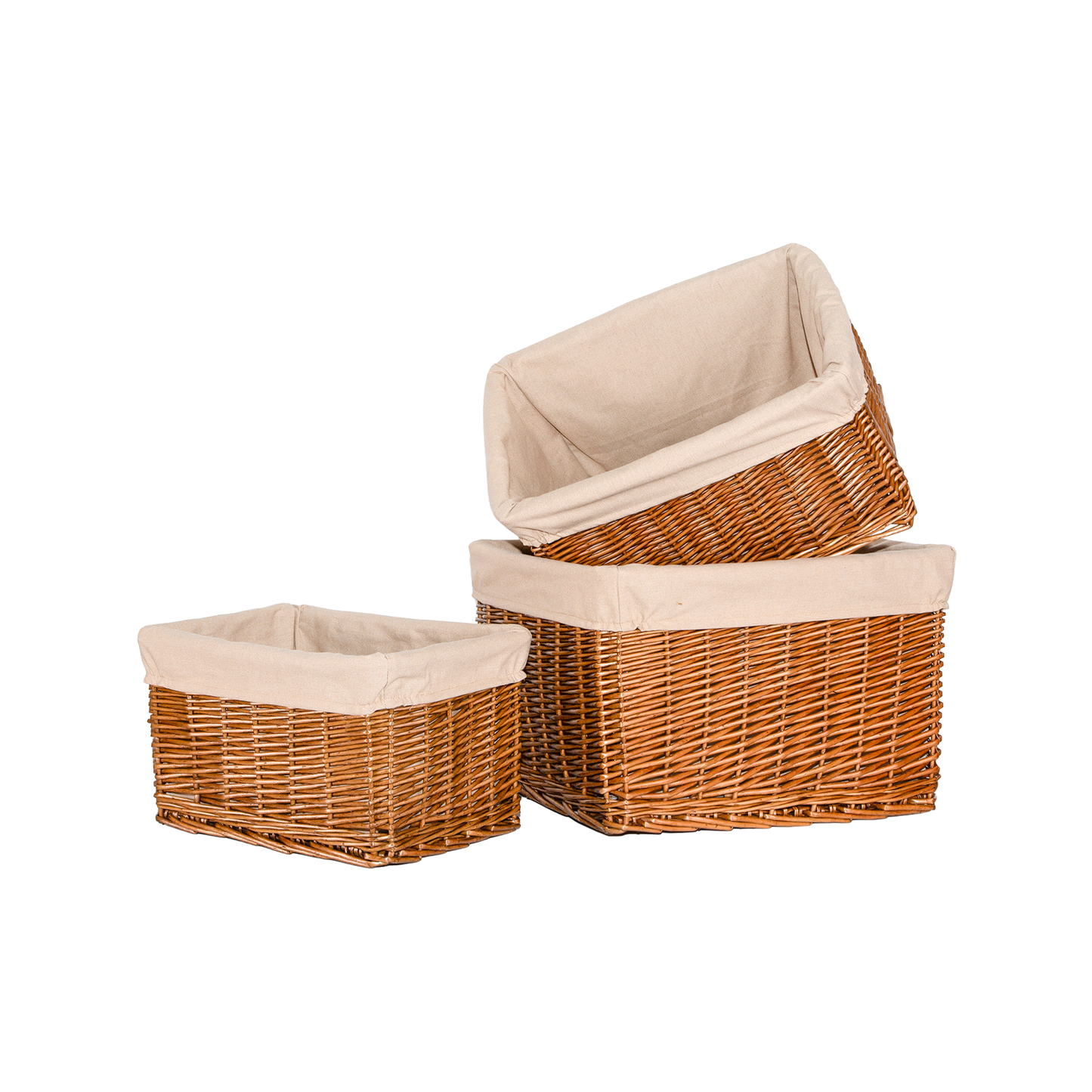 Light Steamed Wicker Storage Basket with Lining - 3 Sizes