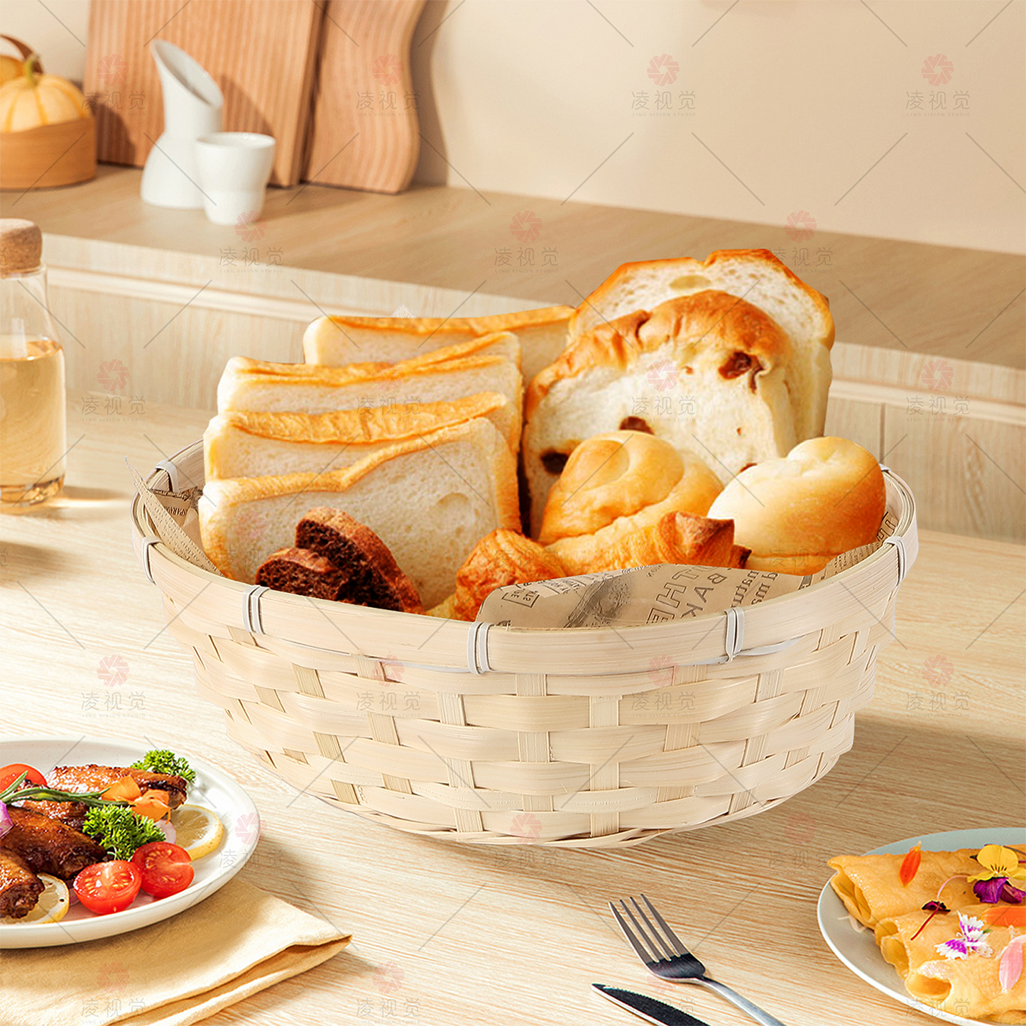 Oval Bamboo Packing Basket Tray - Double Steamed / Natural
