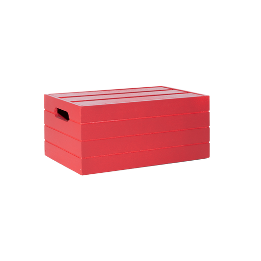 Red Wooden Storage Box with Lid - 3 Sizes