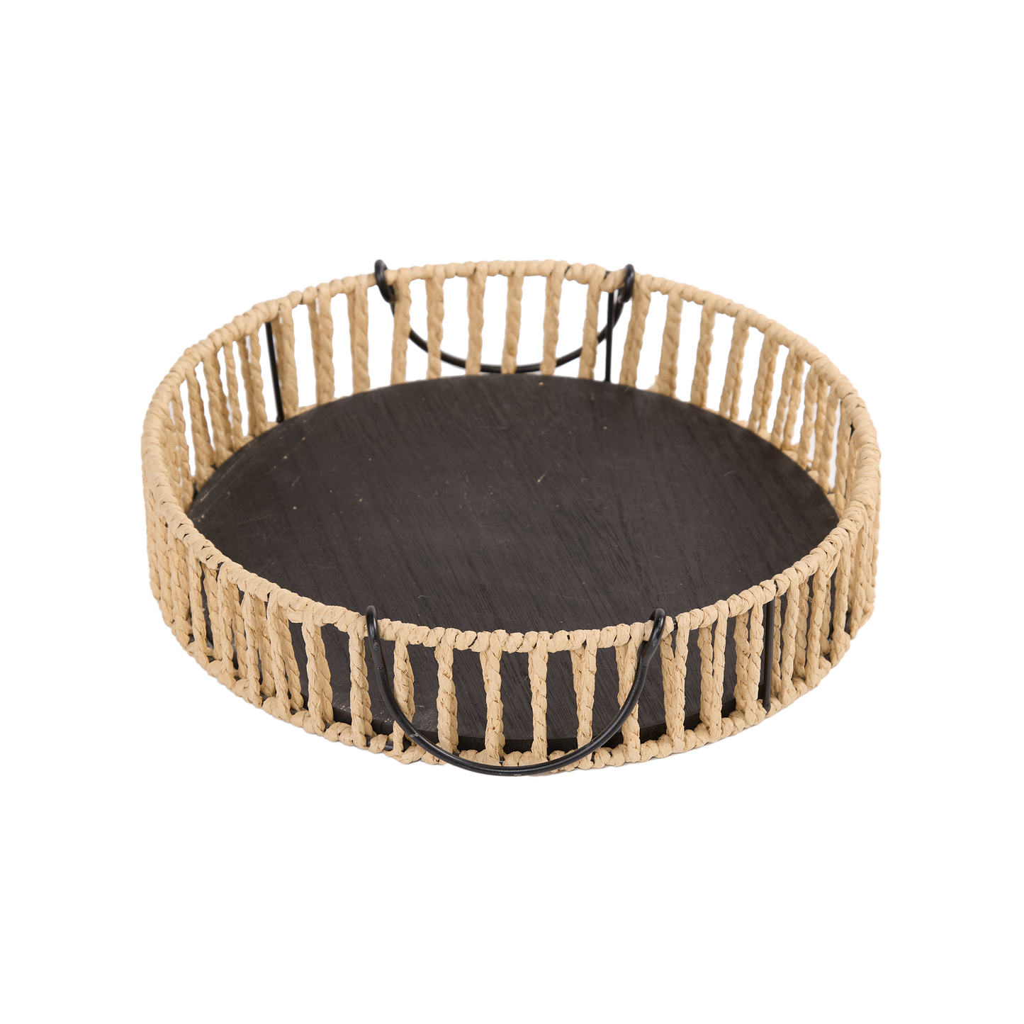 Round Paper Rope Storage Basket with Handle - 3 Sizes