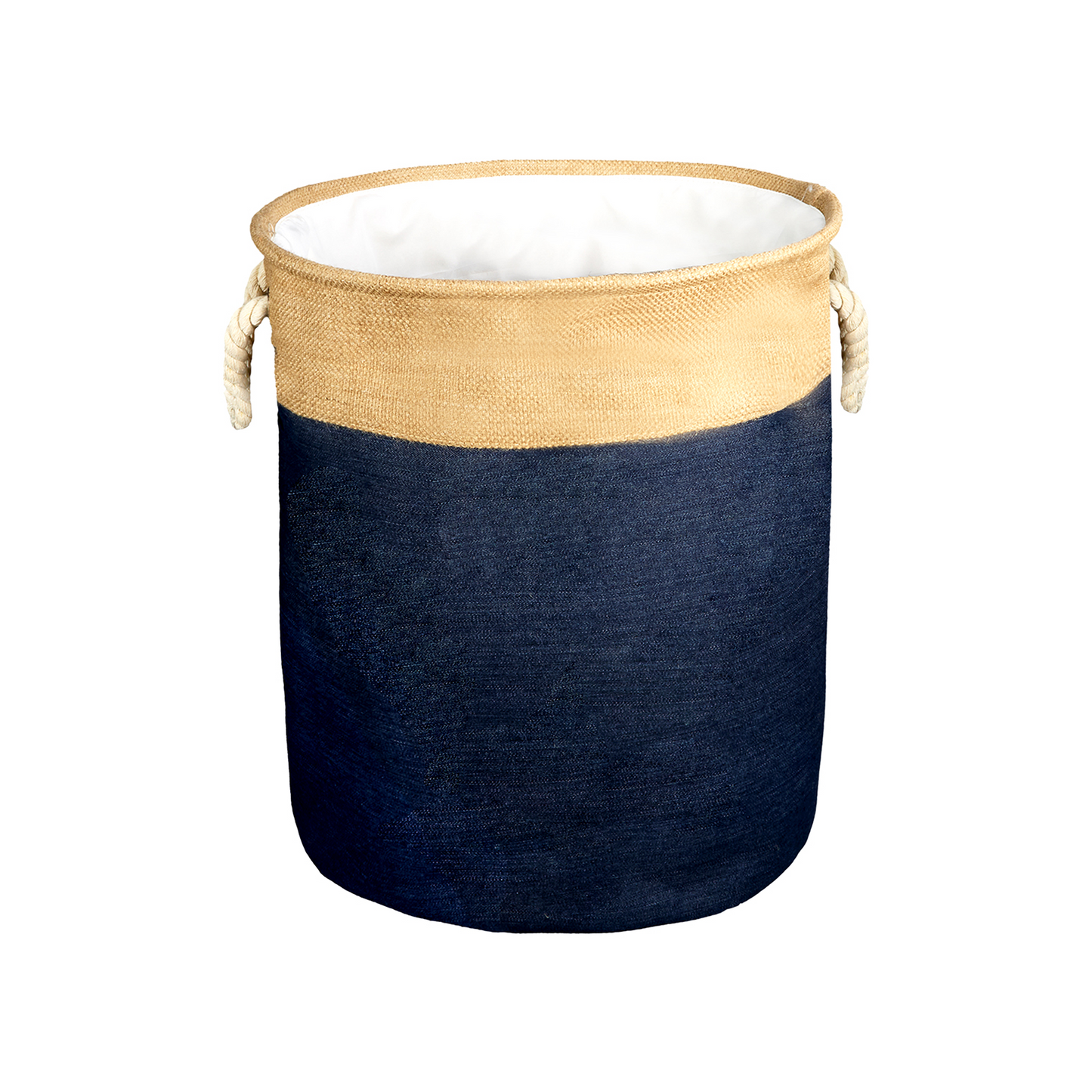Round Rope Handled Canvas Laundry Basket with Lining