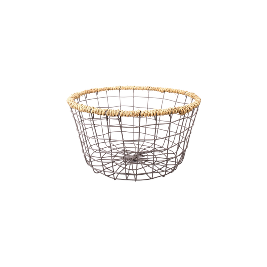 Round Seagrass Edge Metal Wire Basket