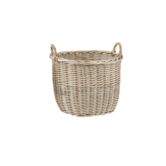Antique Wash Oval Wicker Storage Basket - 2 Sizes