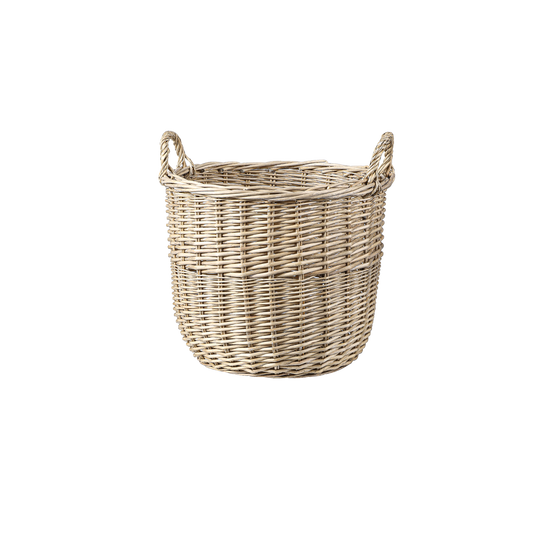 Antique Wash Round Wicker Storage Basket - 2 Sizes