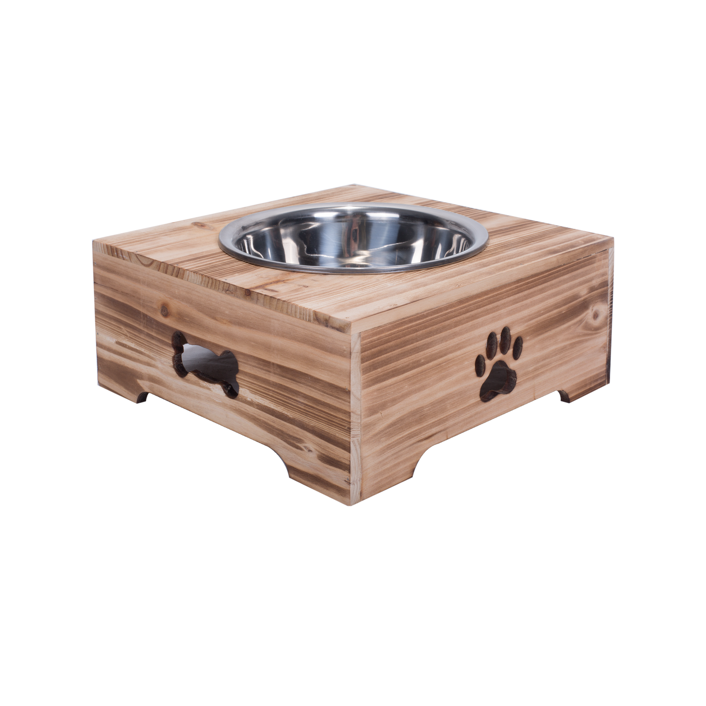 Single Bowl Wooden Dog Feeding Station - 2 Sizes