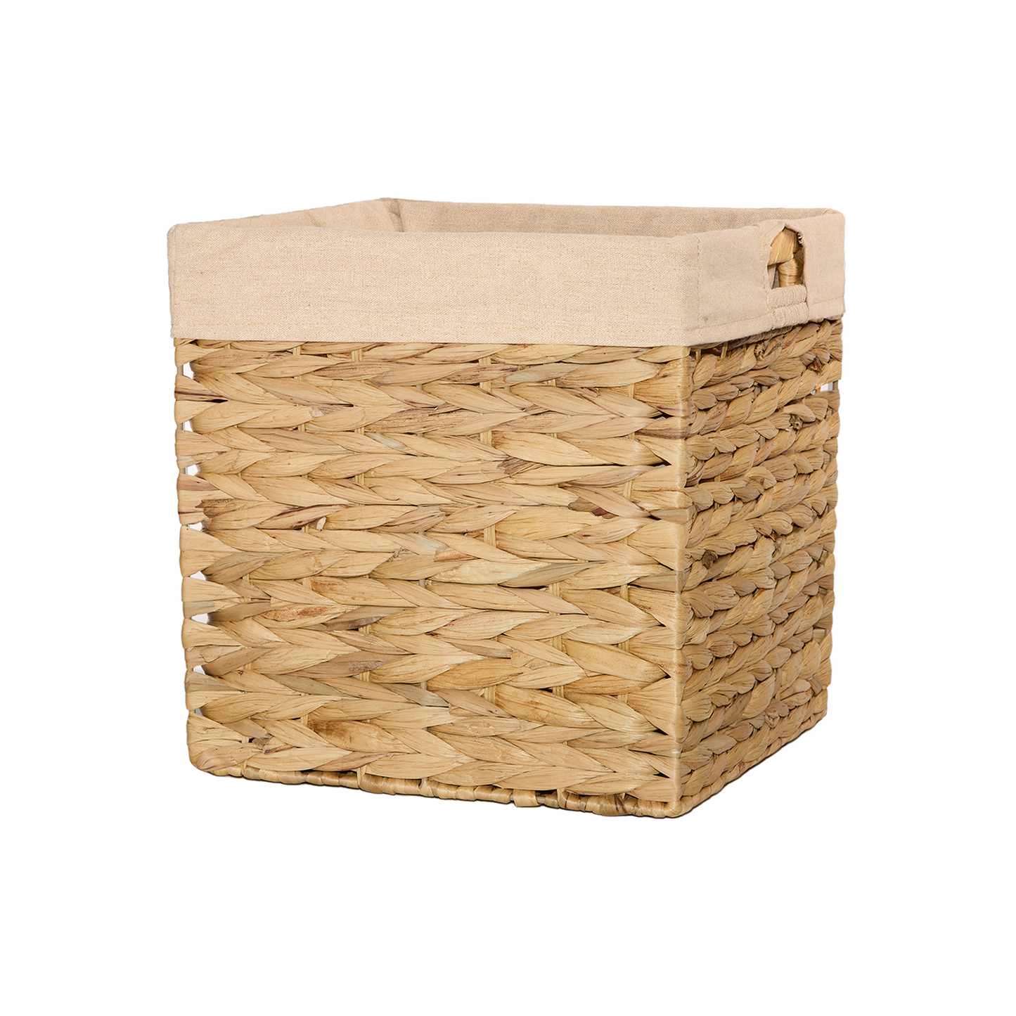 Square Water Hyacinth Storage Basket with Lining