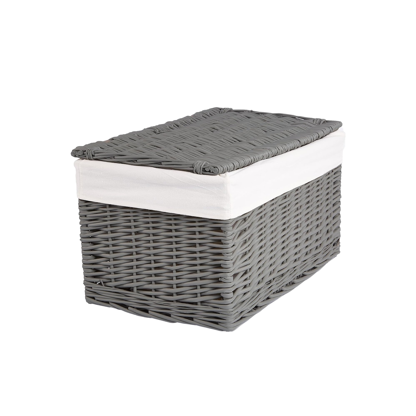 Dark Grey Wicker Storage Hamper Basket with Lining