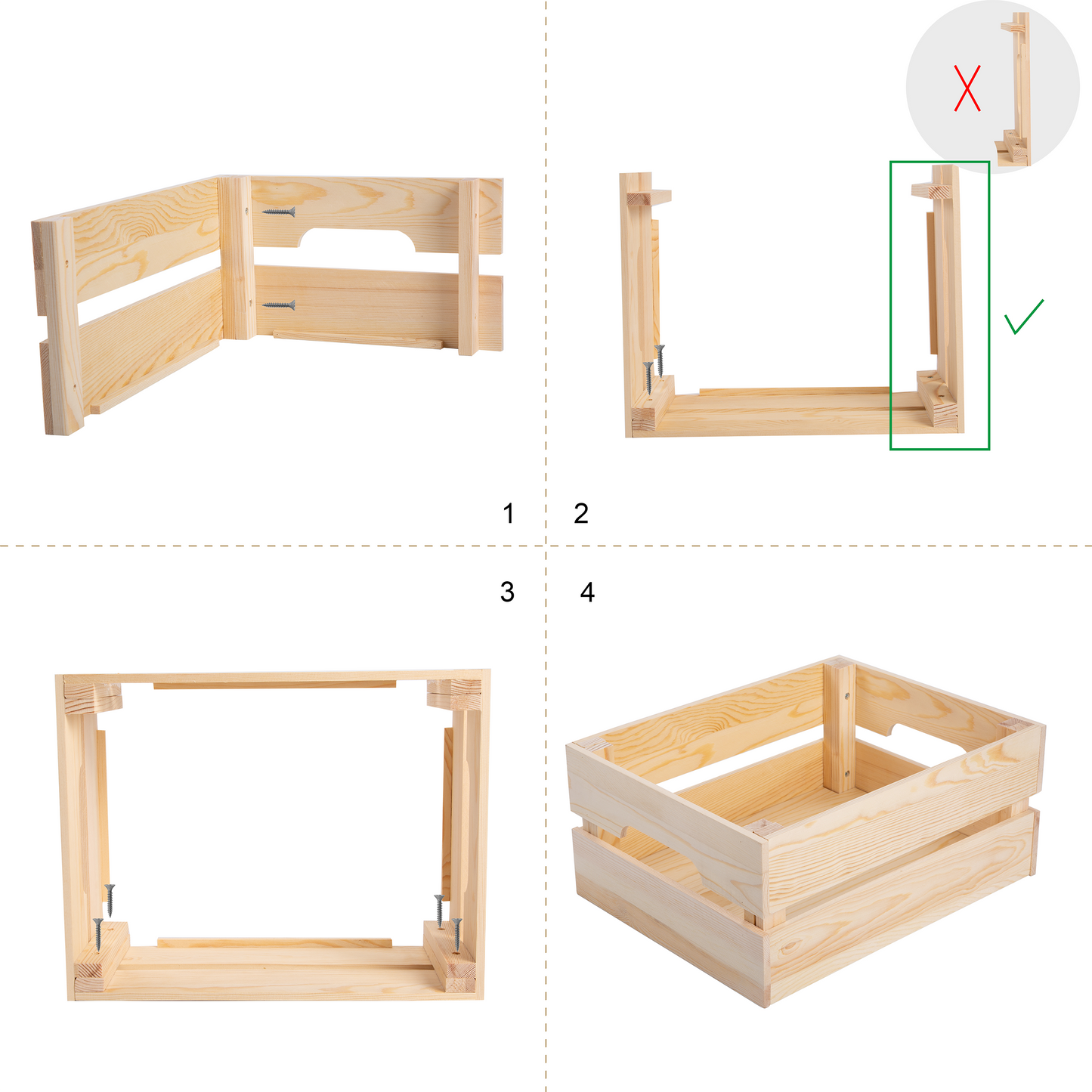 Unvarnished Wooden Storage Crate - 2 Sizes