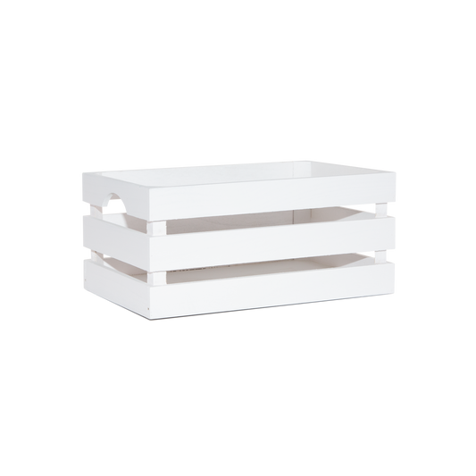 White Slatted Wooden Storage Crate - 3 Sizes