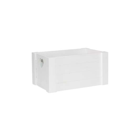 White Heart Cut-out Wooden Crate - 3 Sizes