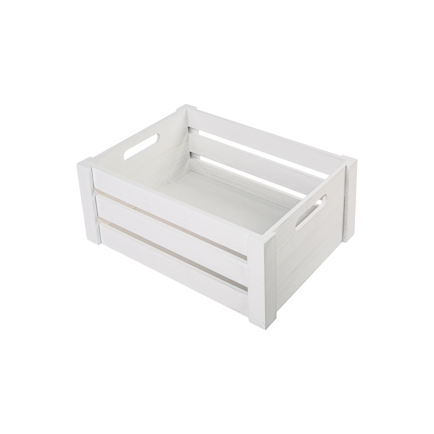 White Oval Cut-out Slatted Wooden Crate - 3 Sizes