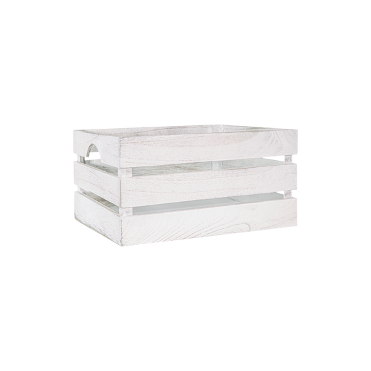 White Wash Slatted Wooden Storage Crate - 3 Sizes