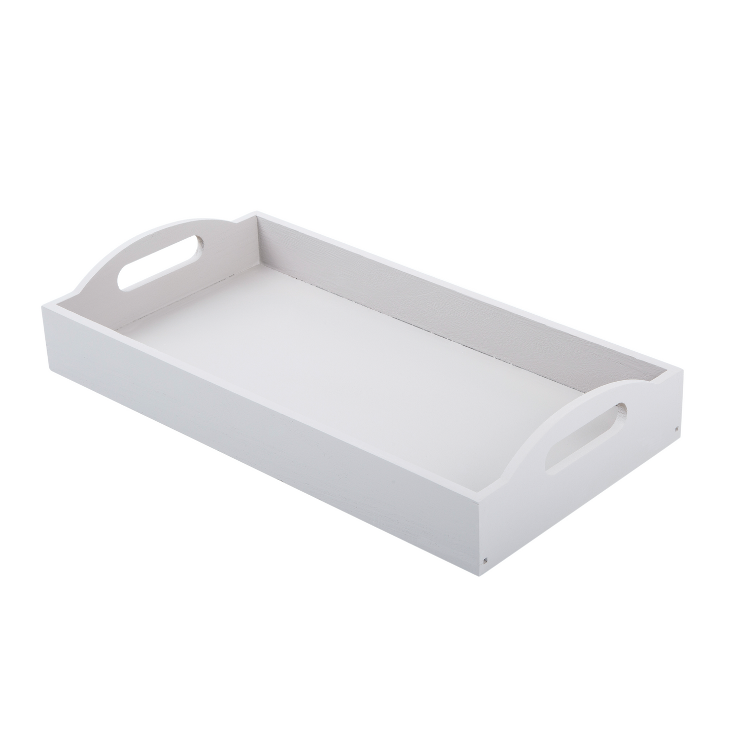 Wooden Display Tray with Handle - White / Grey