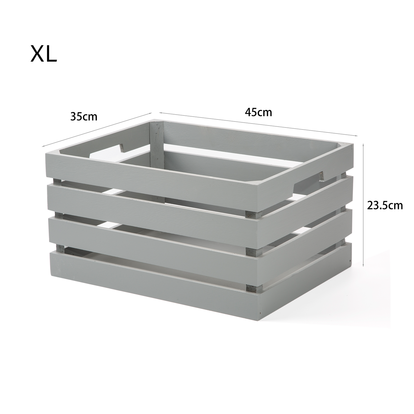 Grey Slatted Wooden Storage Crate - 3 Sizes
