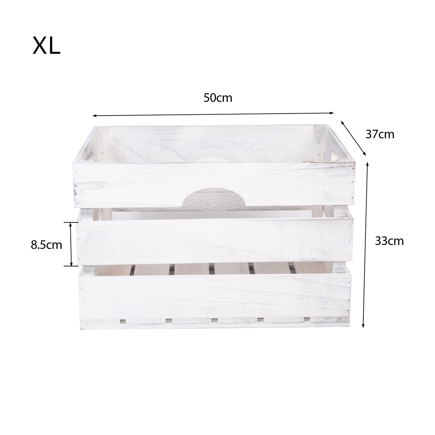 White Wash Wooden Storage Crate - 3 Sizes