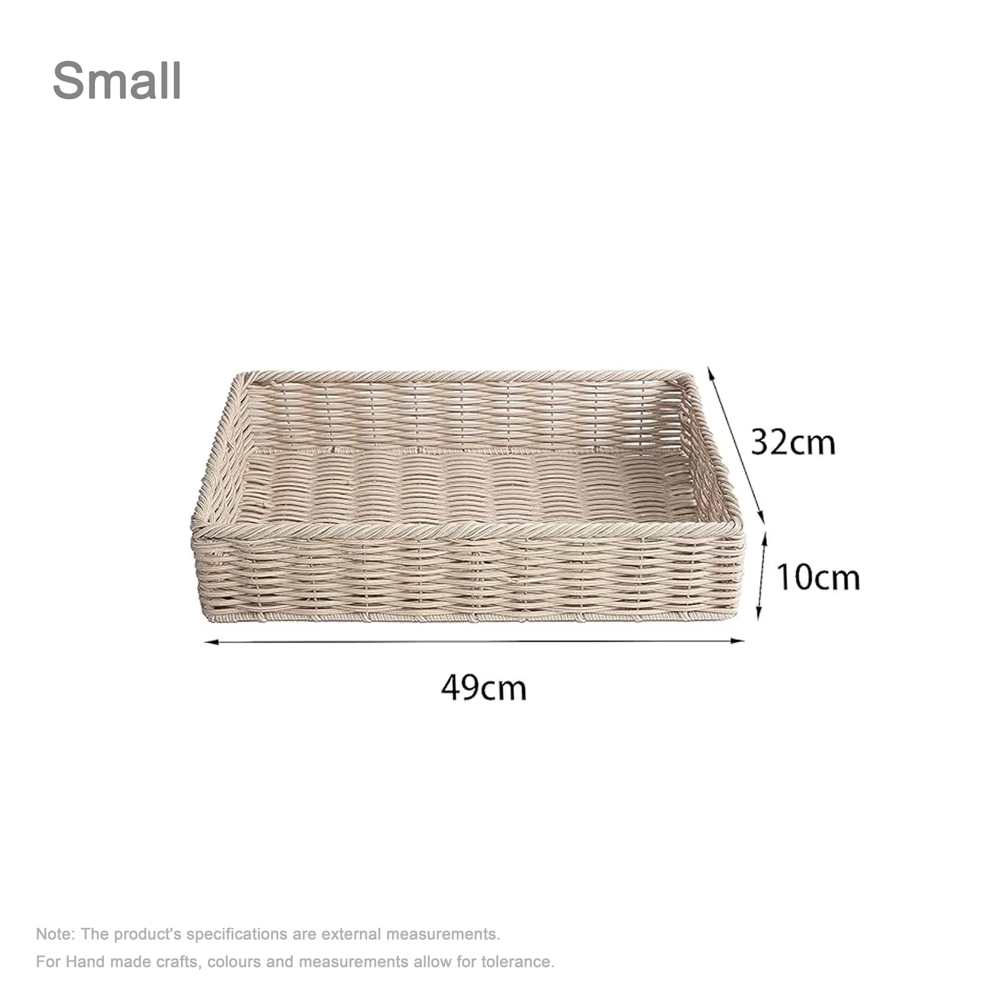 Beige Wicker-Style Storage Basket Tray - 2 Sizes