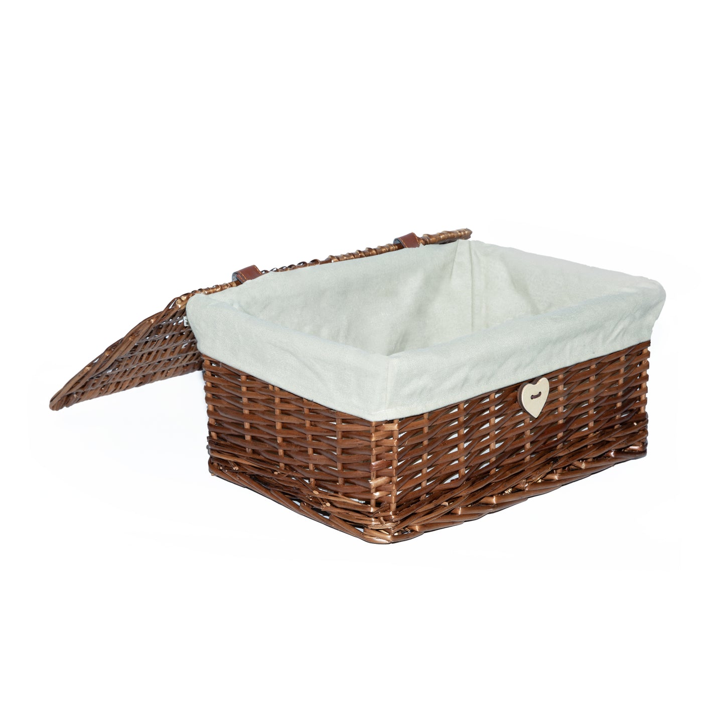 Brown Wicker Storage Hamper Basket with Lining – Short Version - 3 Sizes