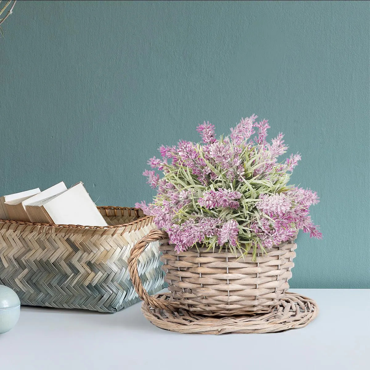 Antique Wash Tea Cup Basket Planter- Pack of 2