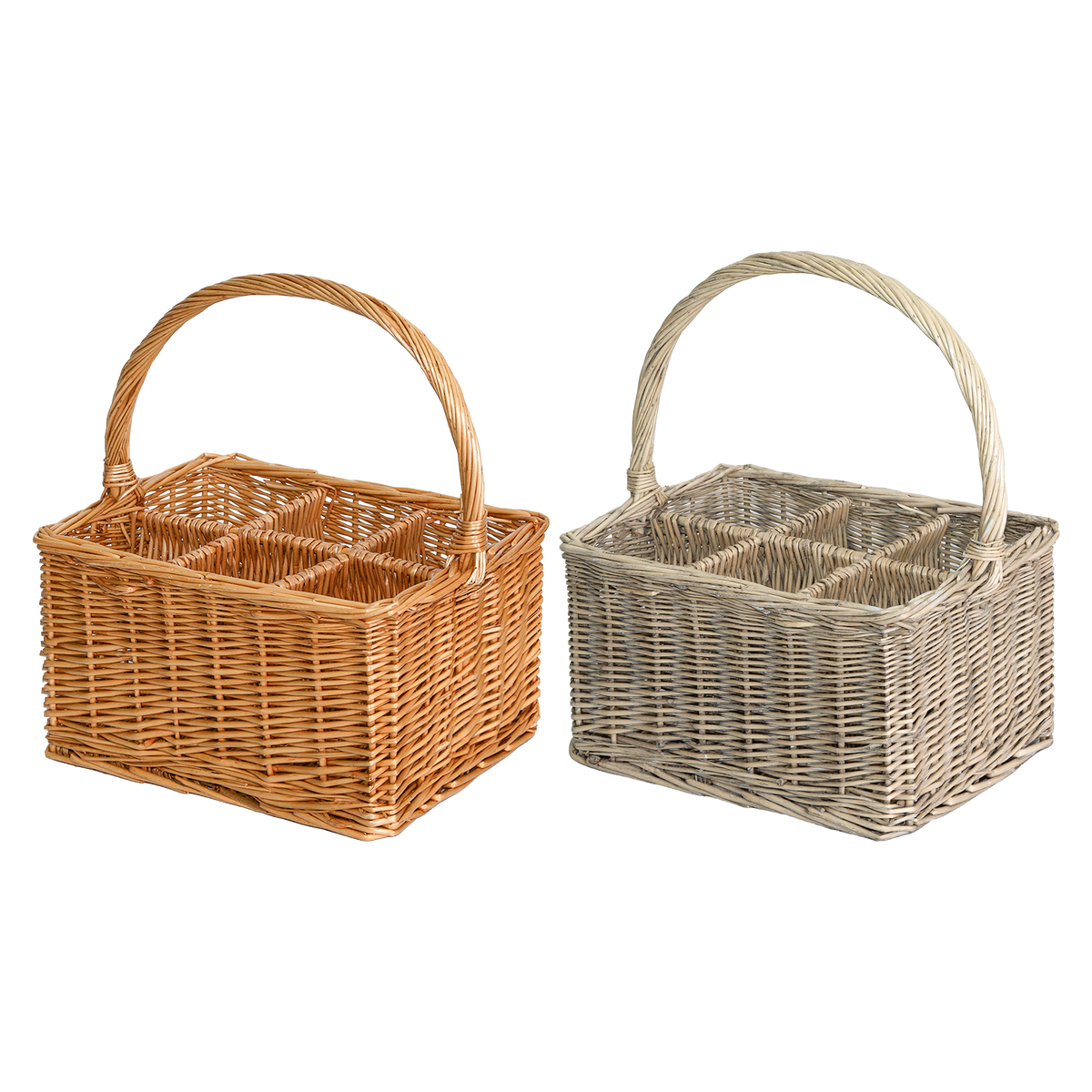 6 Bottle Wicker Wine Carrier Basket - Light Steamed / Antique Wash