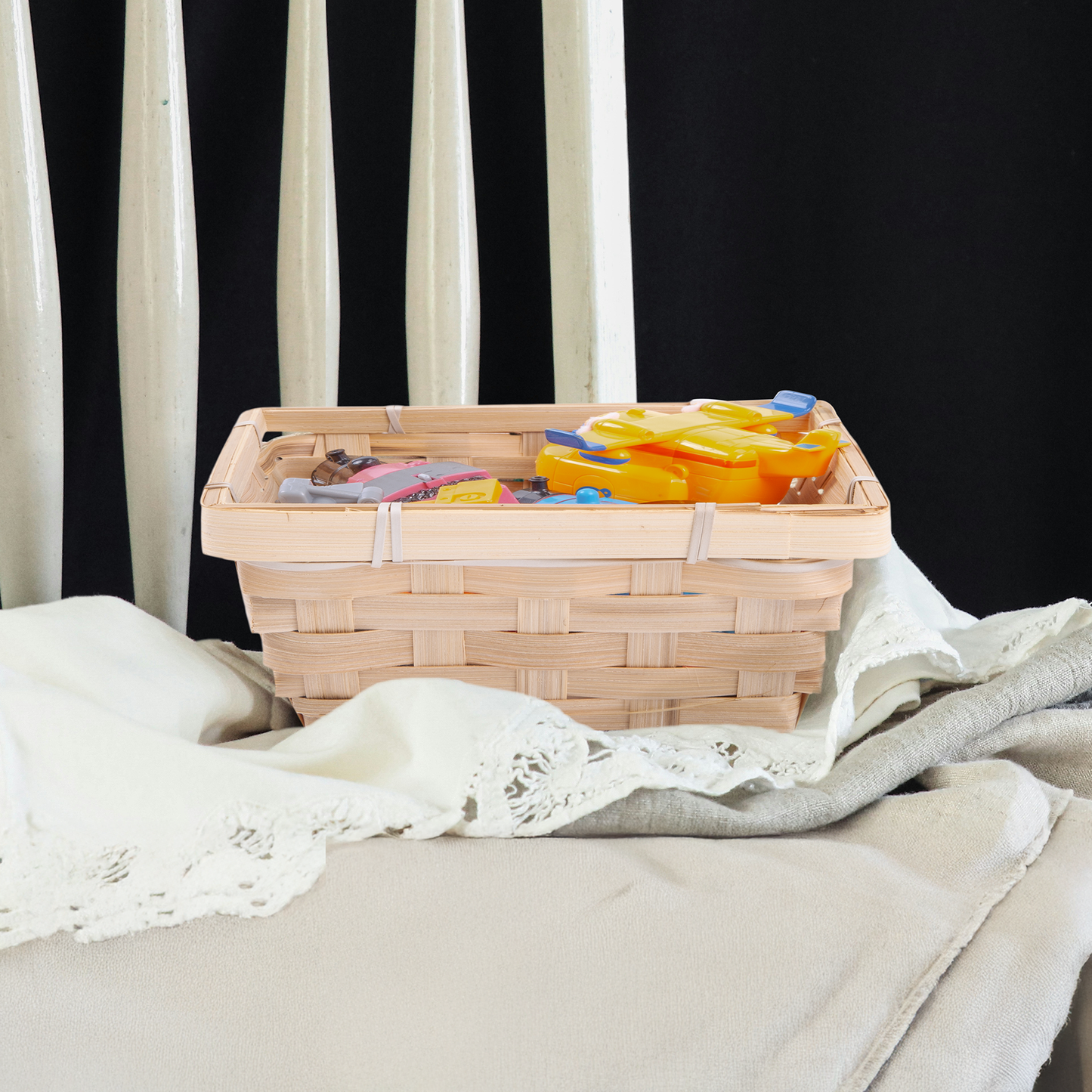 18cm Square Bamboo Packing Basket Tray