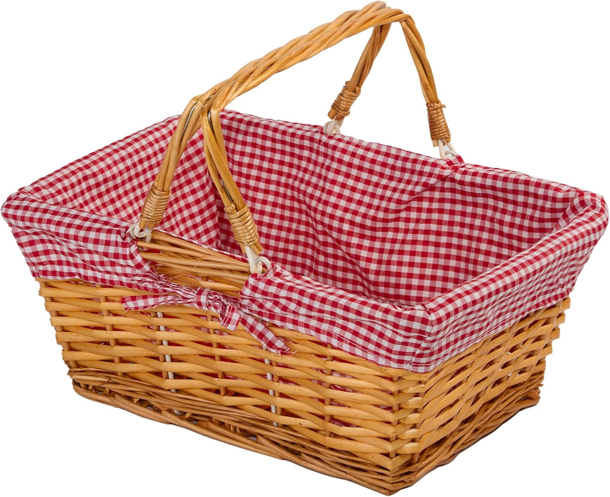 Light Steamed Wicker Flower Girl Shopper Basket with Lining